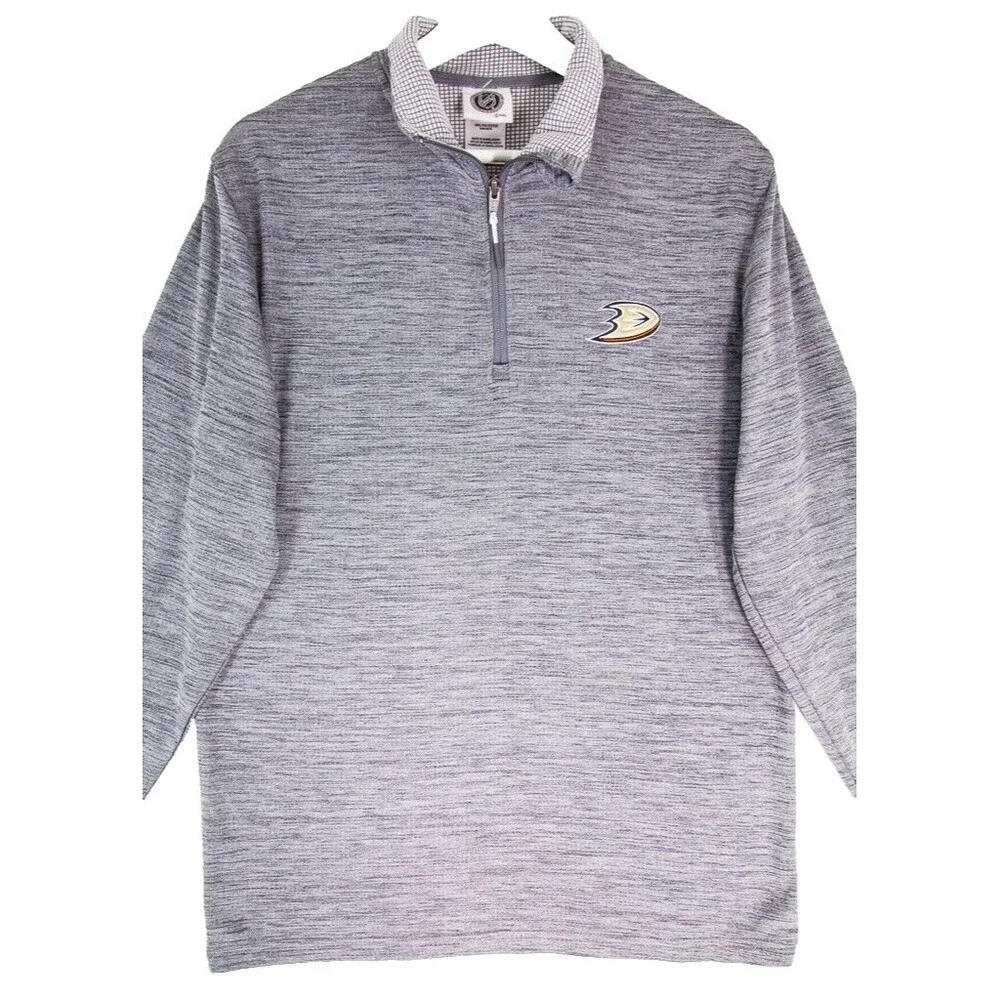 NHL Anaheim Ducks Pullover Sweater 1/4 Zip Men's Size Small Gray